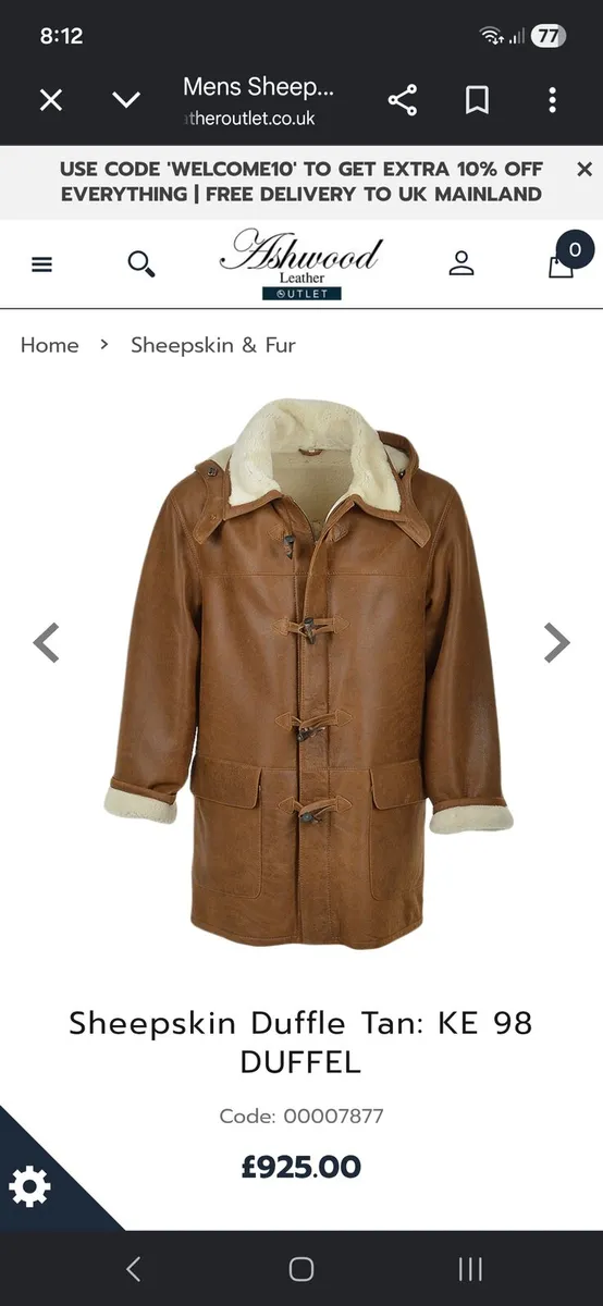 Ashwood Sheepskin/leather duffle - Image 1