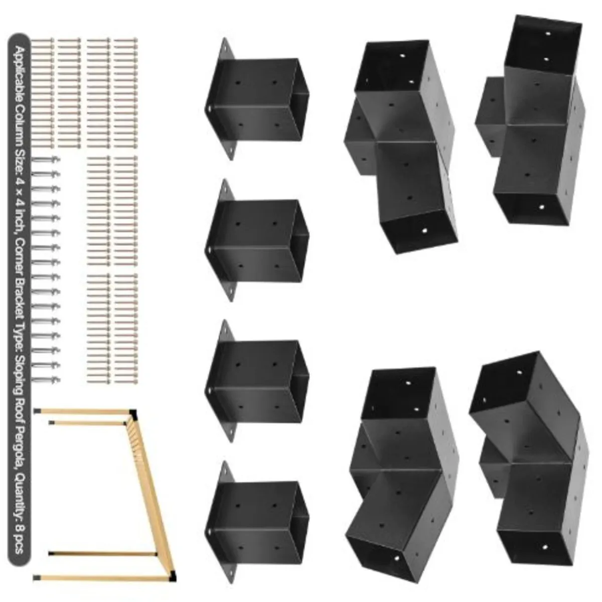 Pergola Kit, 4x4 Inch 3-Way Slanted Bracket - Image 1
