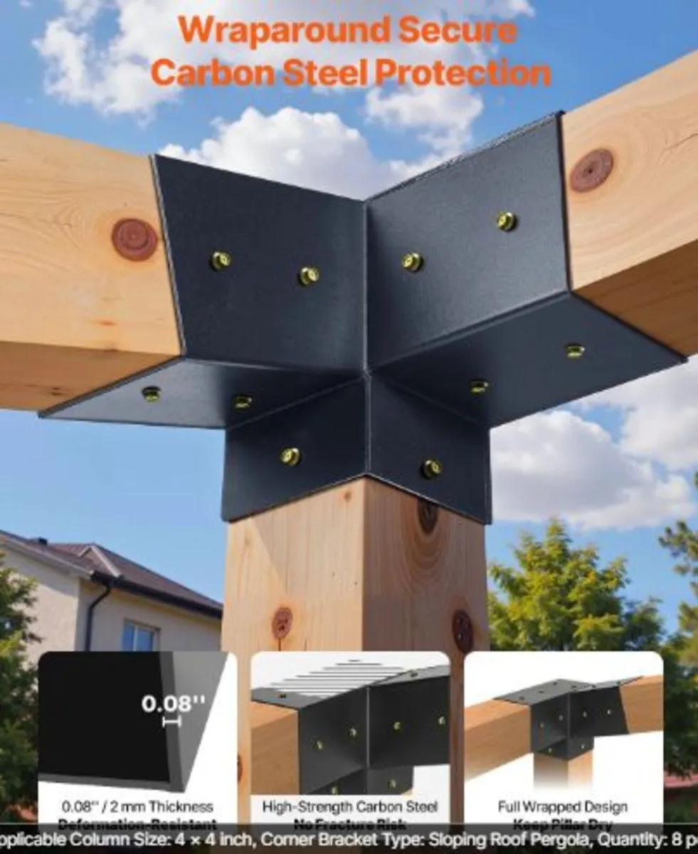 Pergola Kit, 4x4 Inch 3-Way Slanted Bracket - Image 4