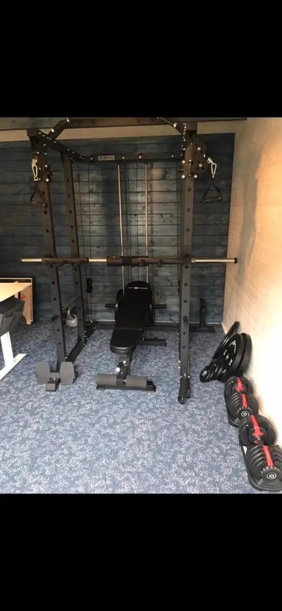 Home Gym Weights Rack & Rowing Machine (As new) - Image 3