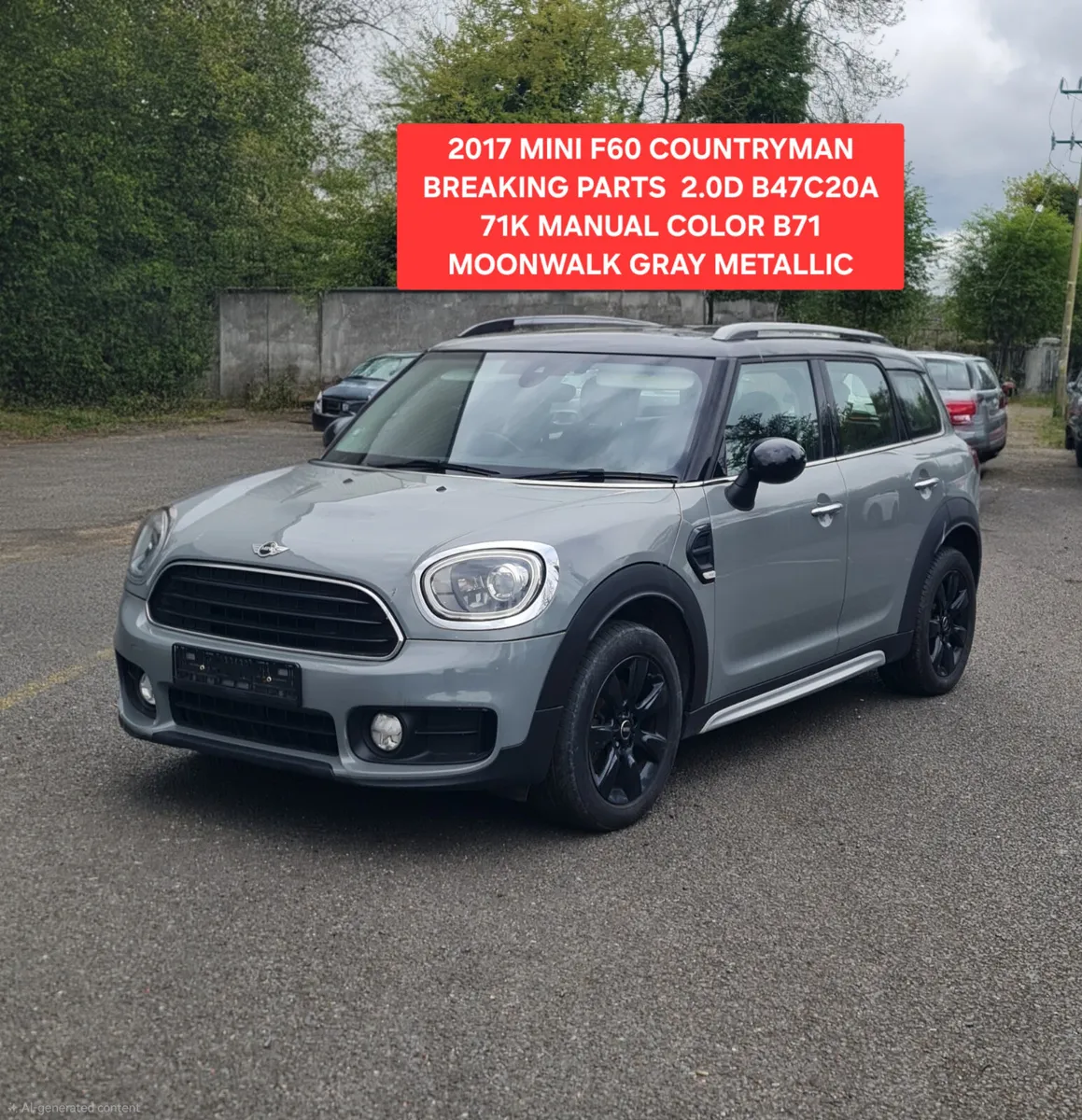 2017 MINI COUNTRYMAN 2.0D F60 B47C20A 71K PARTS - Image 3