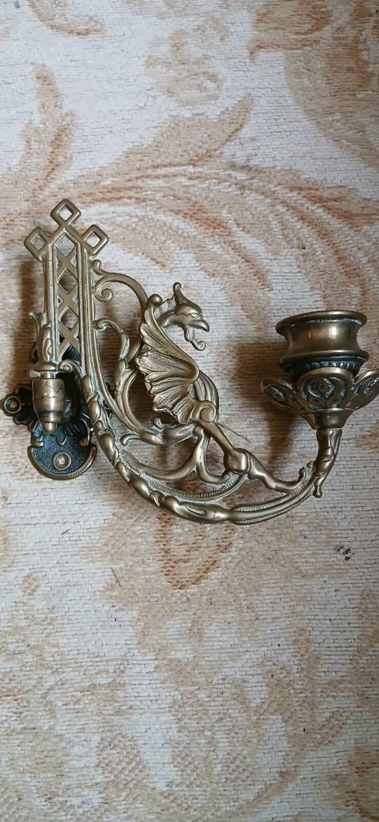 Candlesticks brass wall mounted - Image 1