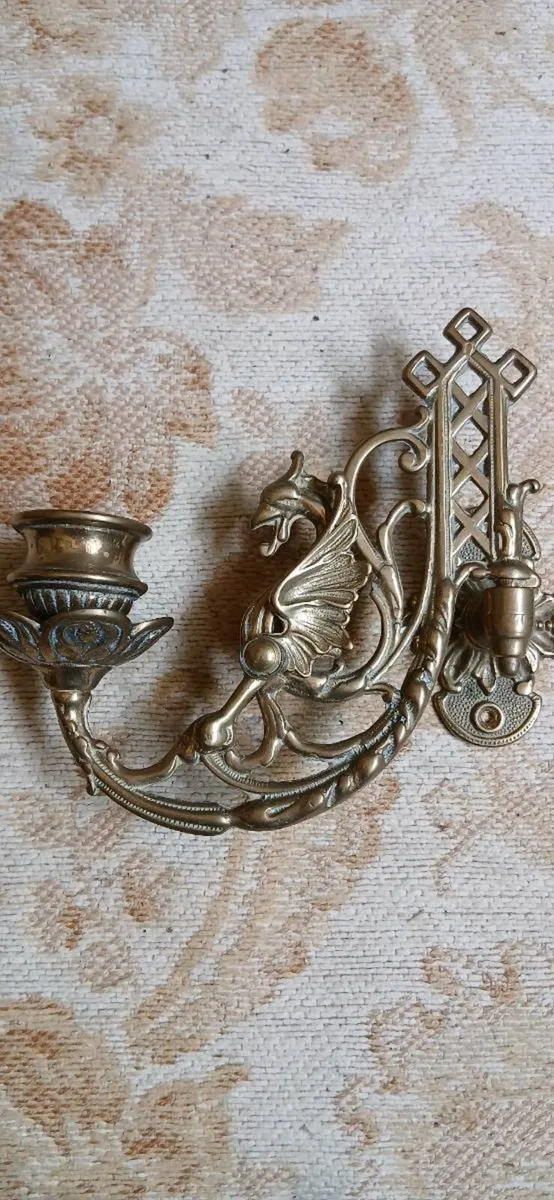 Candlesticks brass wall mounted - Image 2