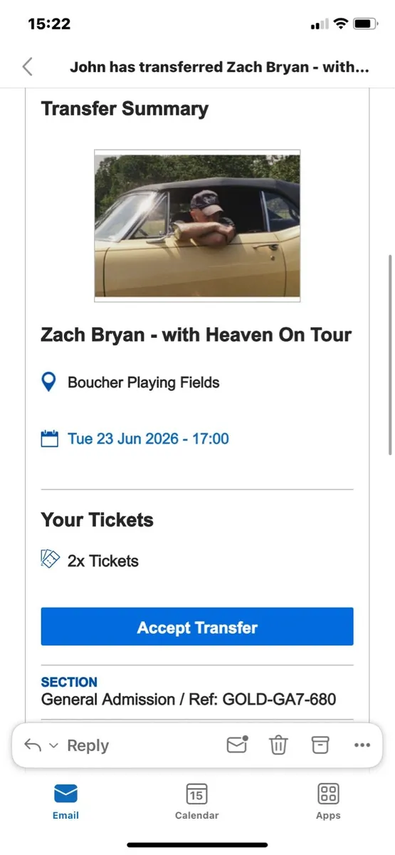 Zach Bryan Golden circle tickets Belfast
