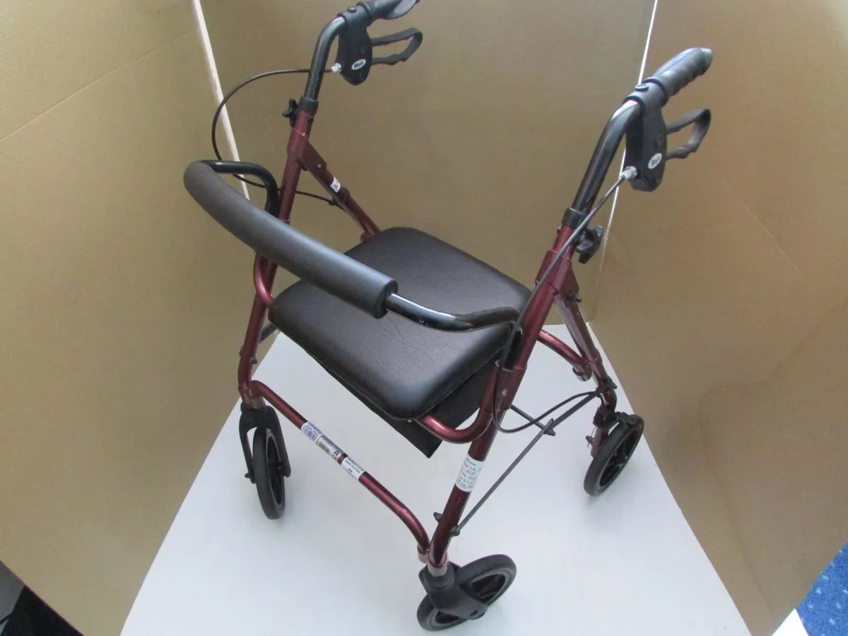 Red Mobility Rollator Walker + brakes - Image 2