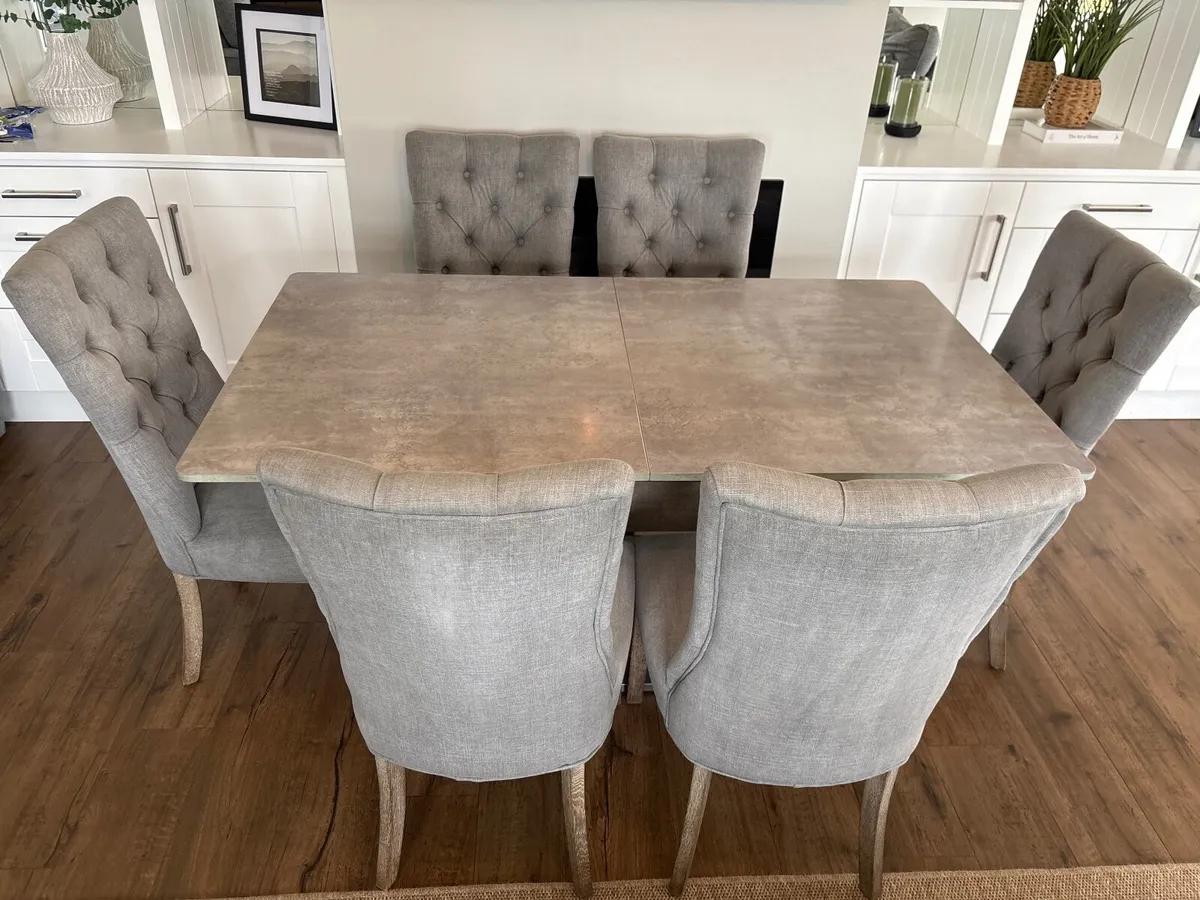 Extendable Dining Table & 6 Upholstered Chairs - Image 4