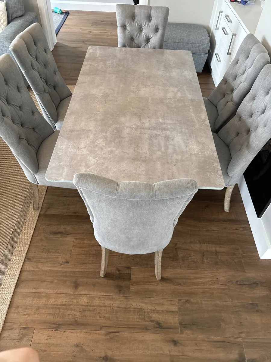 Extendable Dining Table & 6 Upholstered Chairs - Image 2
