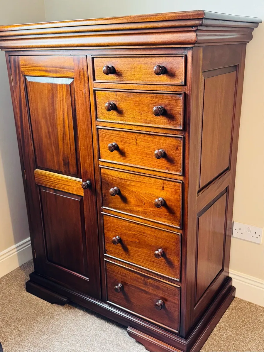 Solid Mahogany Tallboy Chest Wardrobe - Image 1