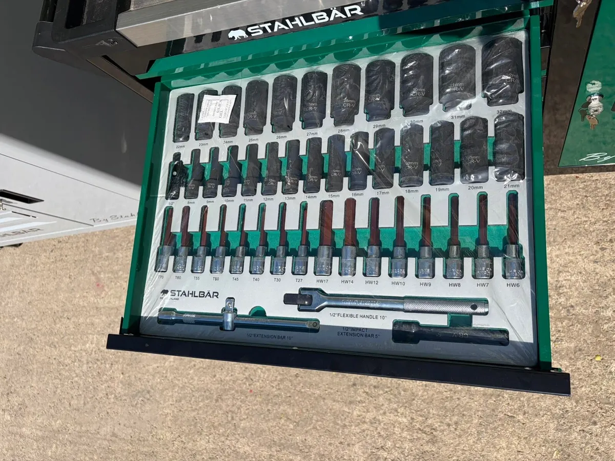 BRAND NEW RACING GREEN 7 DRAWER + SIDE CABINET - Image 3
