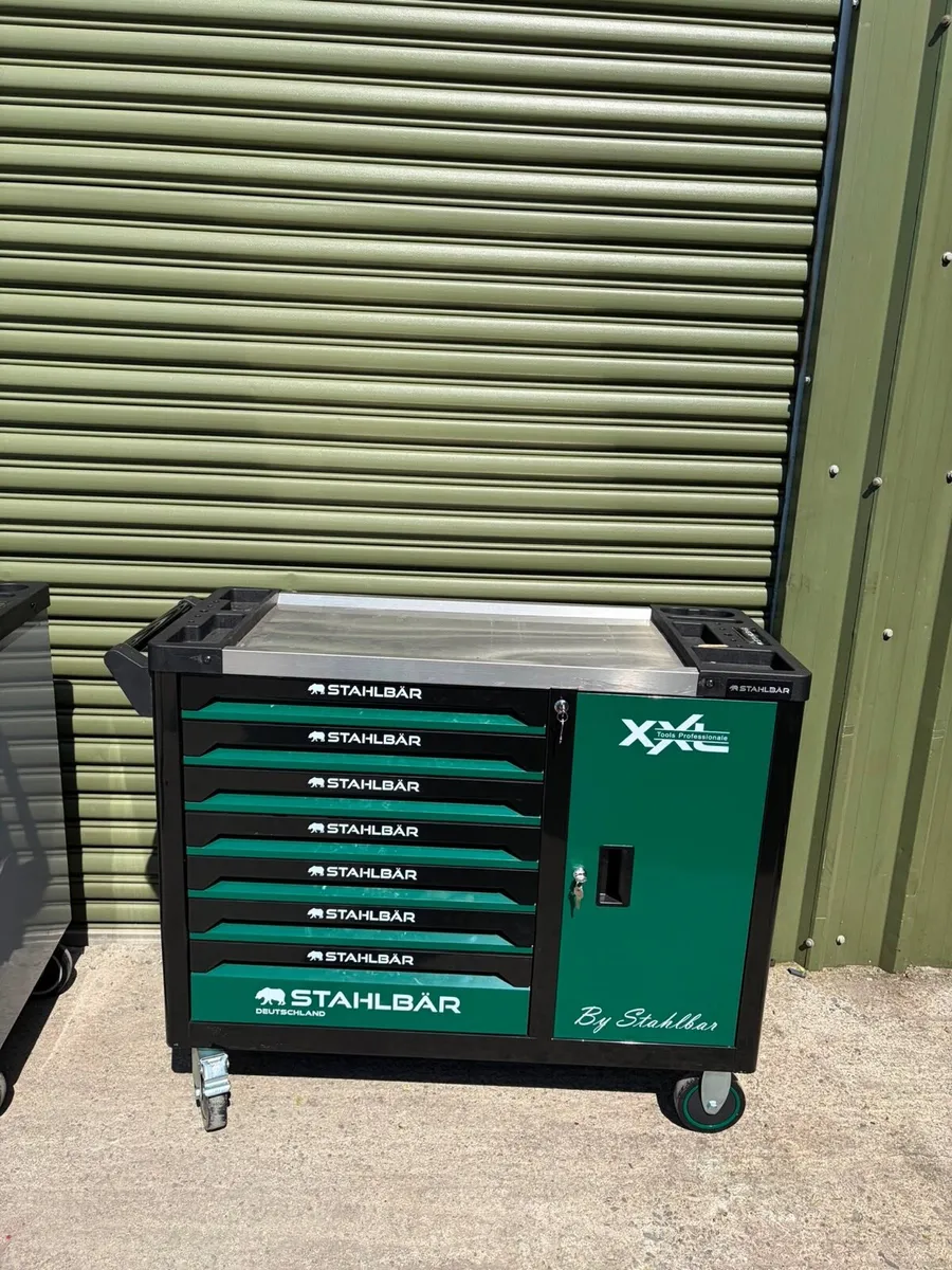 BRAND NEW RACING GREEN 7 DRAWER + SIDE CABINET - Image 1