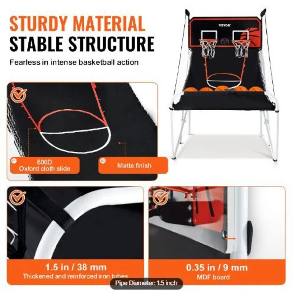 Foldable Basketball Arcade Game, 2 Player - Image 2