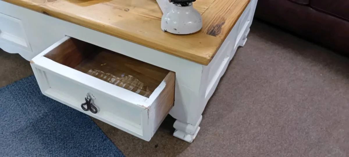 Large Wood Finish Coffee Table With Drawers - Image 2