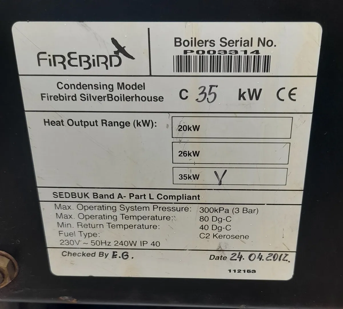 Firebird c35kw Silver Boilerhouse boiler - A Rated - Image 3