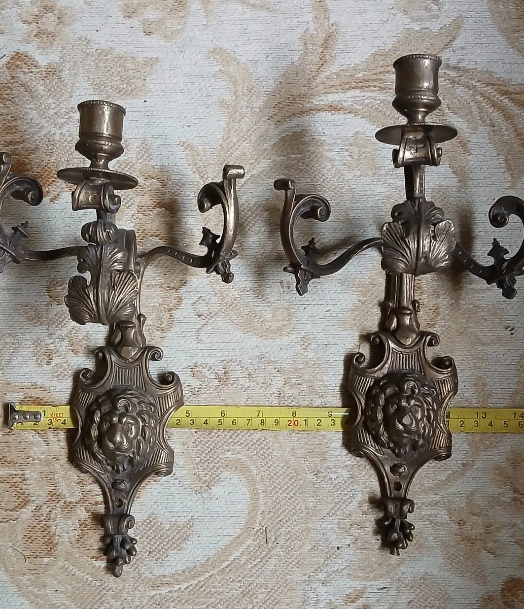 Brass candlesticks wall mounted - Image 1