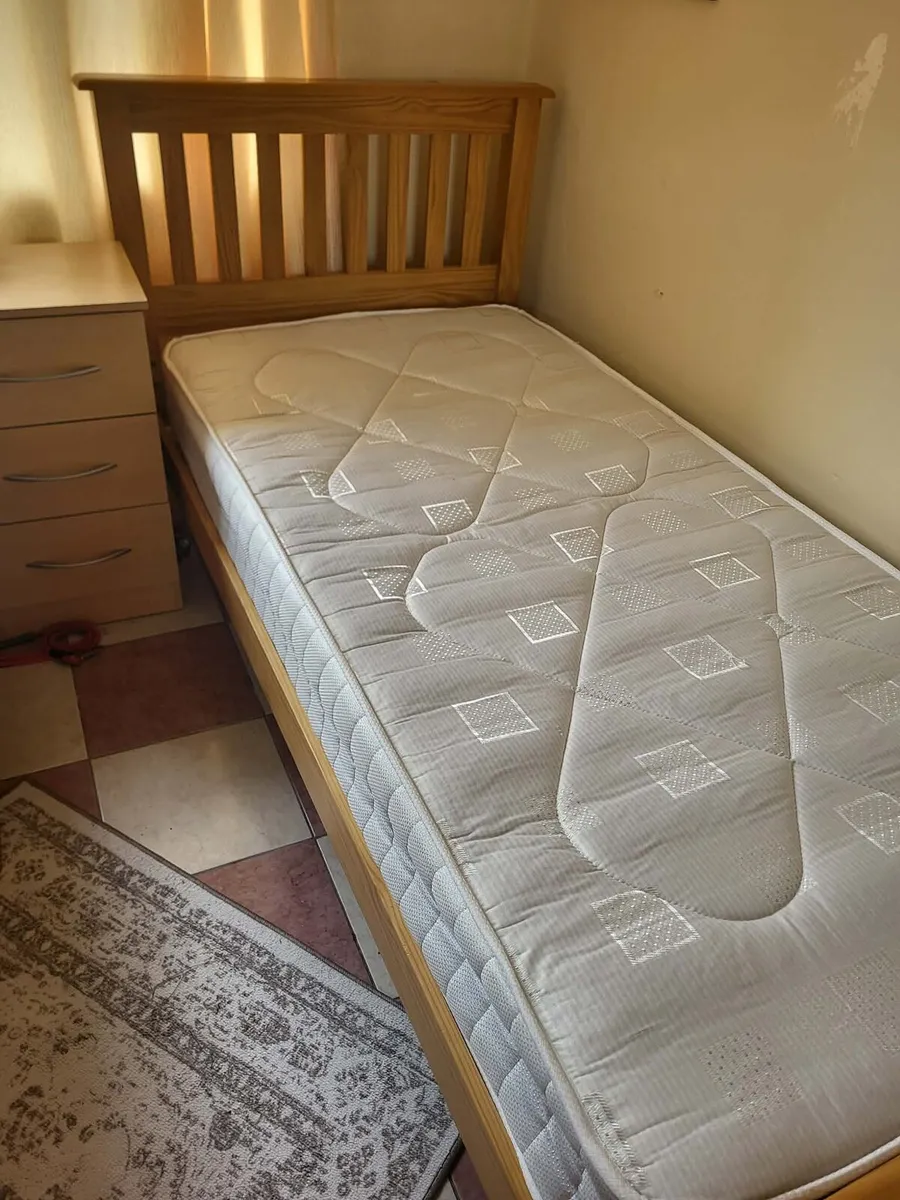 Solid pin single bed plus mattress in perfect cond - Image 2