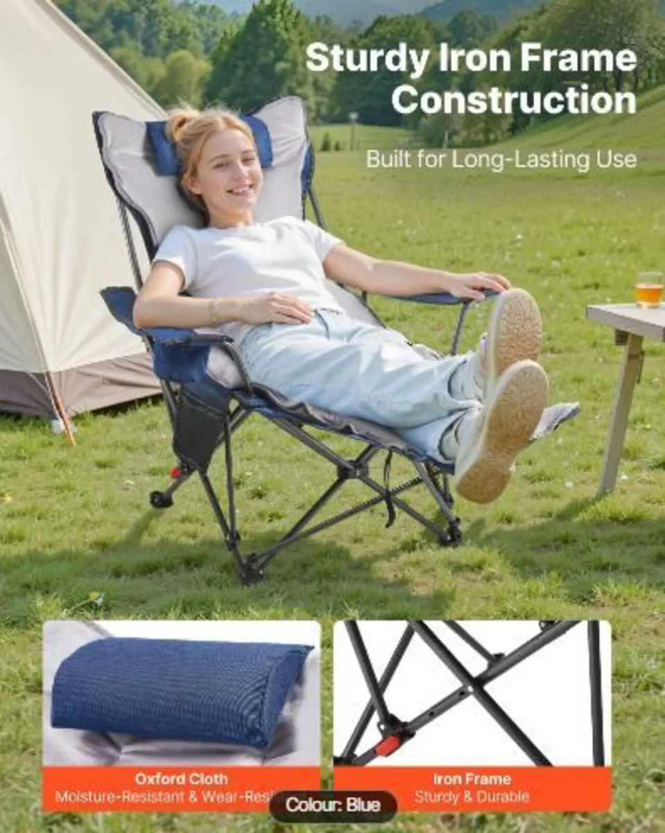 Reclining Camping Chair, 4 Adjustable - Image 1
