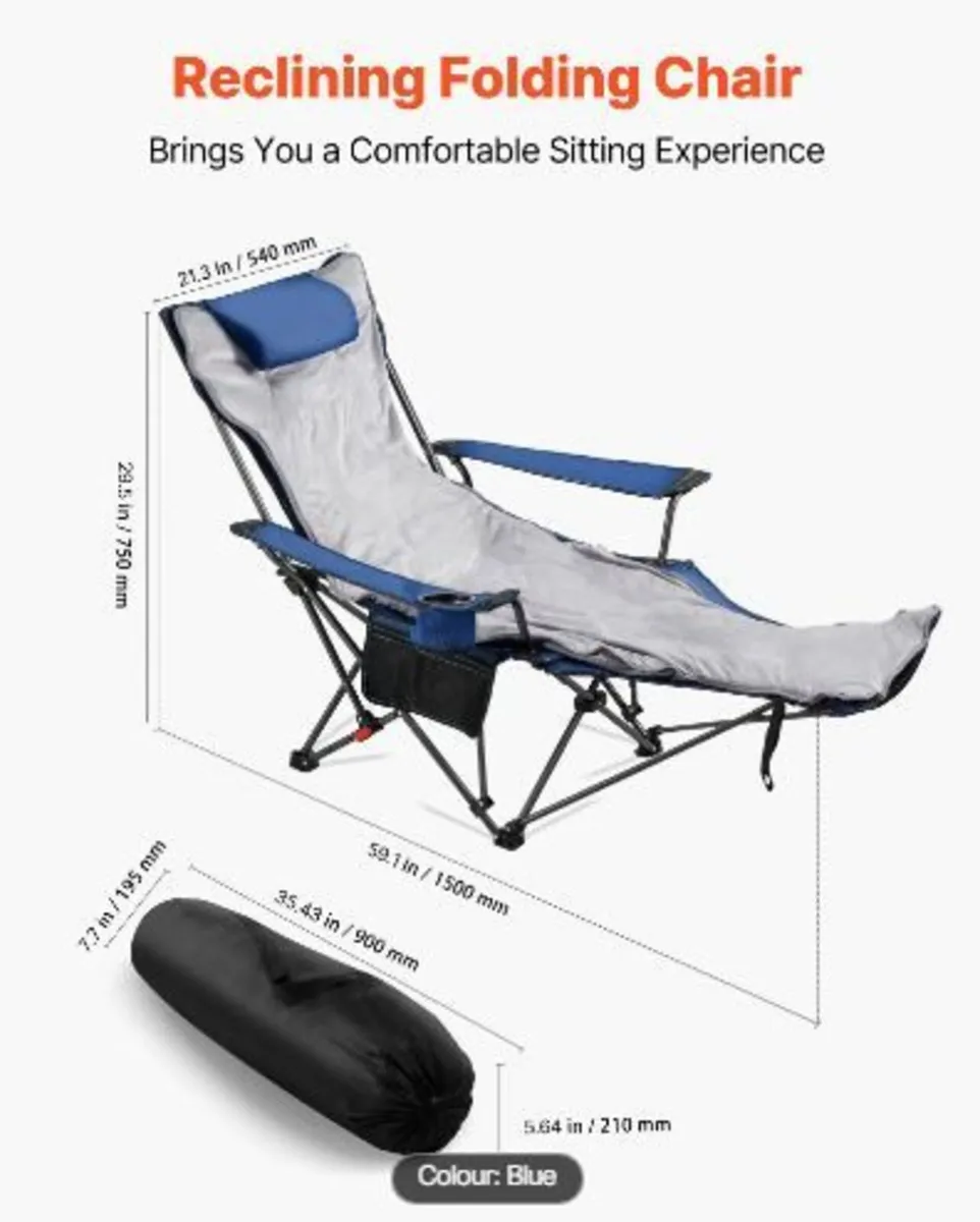 Reclining Camping Chair, 4 Adjustable - Image 2