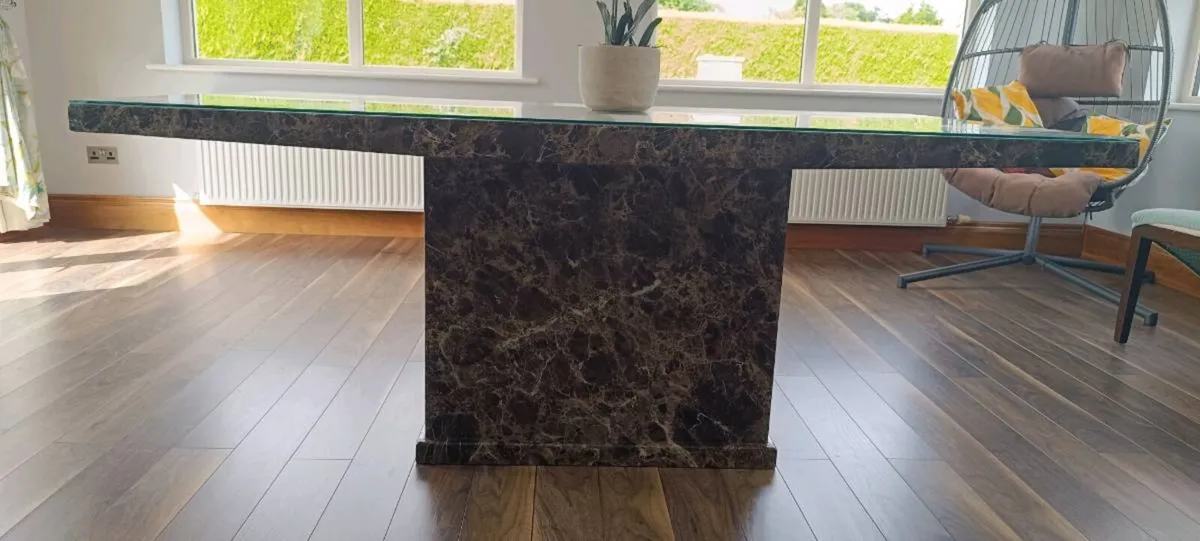 marble dining table with chairs - Image 2