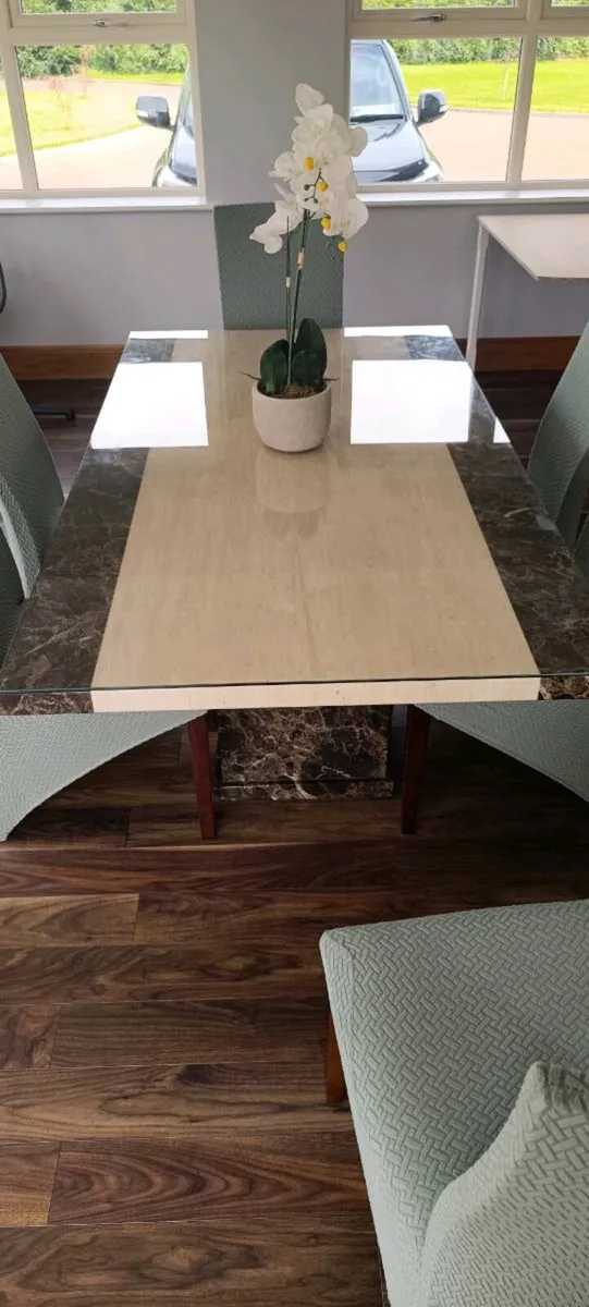 marble dining table with chairs - Image 3