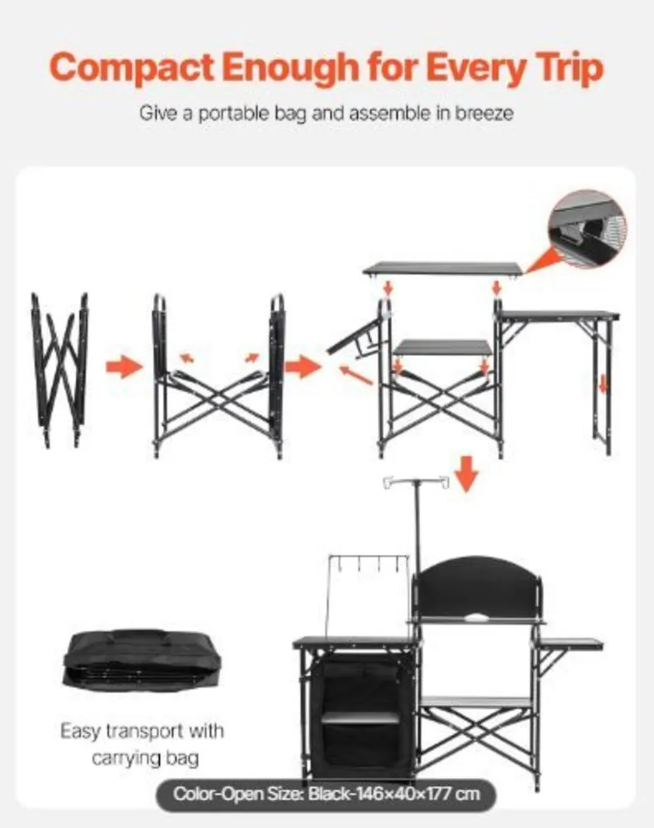 Camping Kitchen Table, Outdoor Camp - Image 3