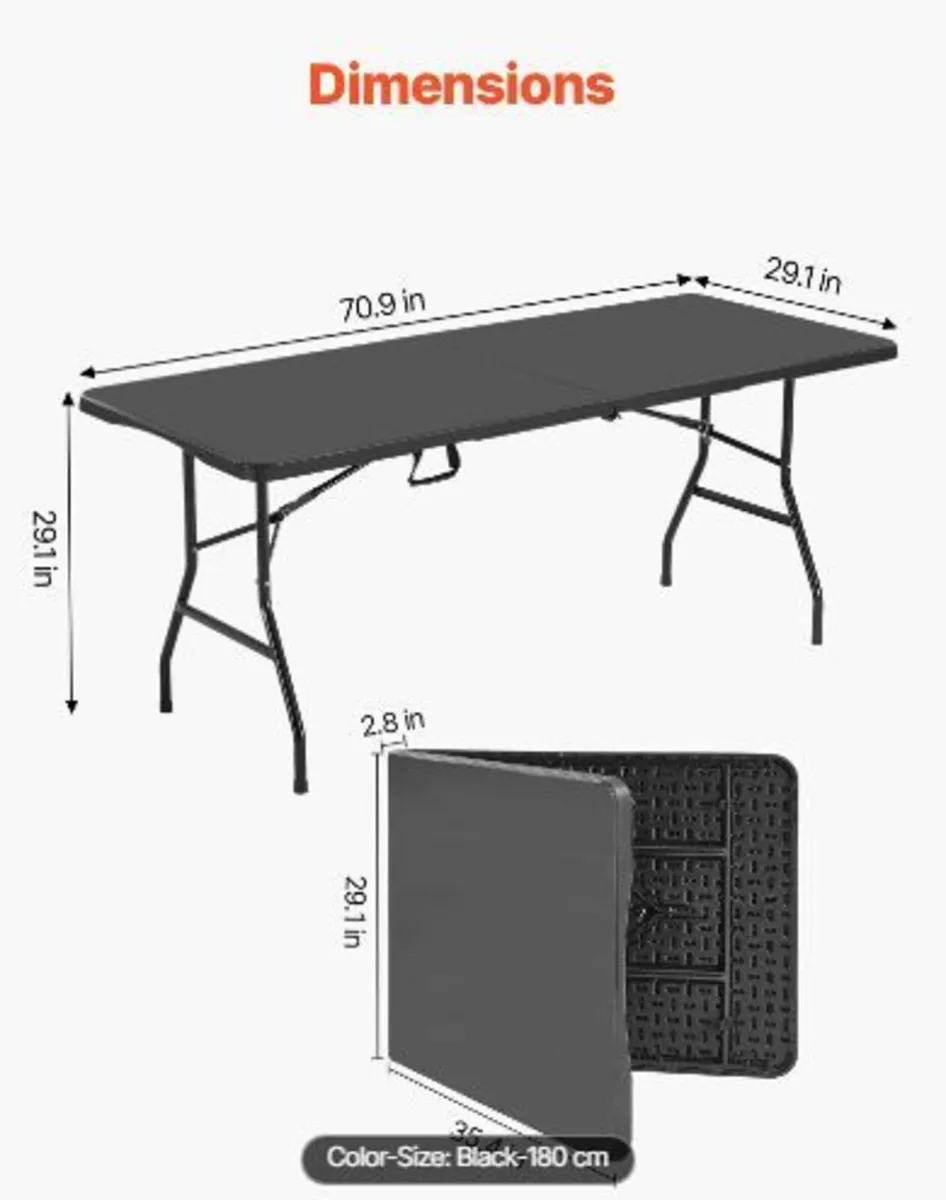 Folding Table, 6 Ft - Image 2