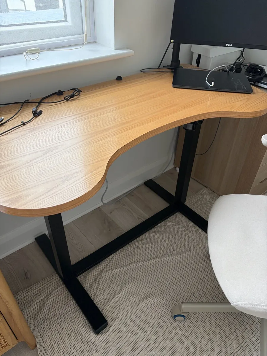 Height Adjustable Electric Standing Desk Oak Finsh
