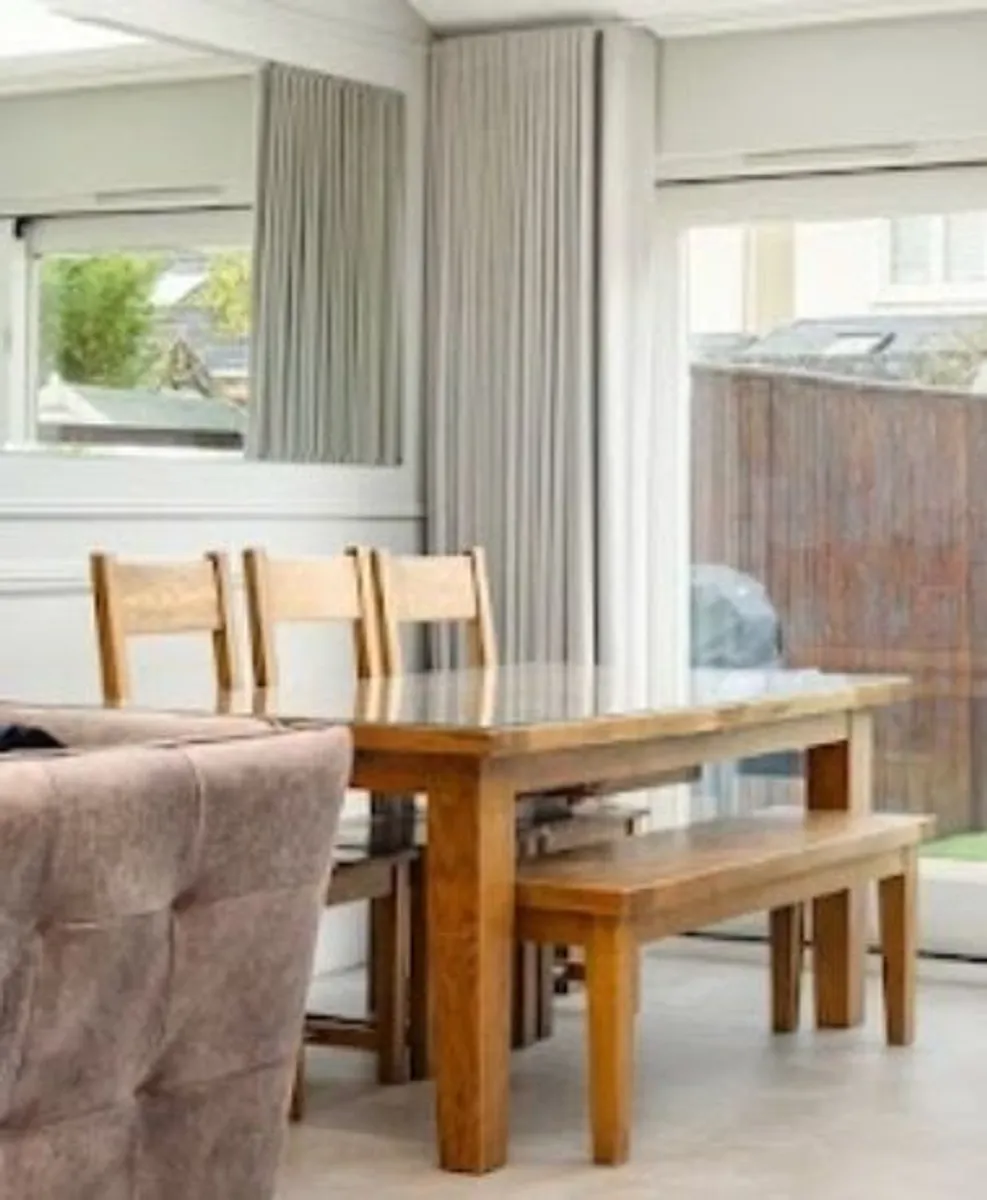 Kitchen Table, 4 Chairs and Bench and Glass Cover for Table