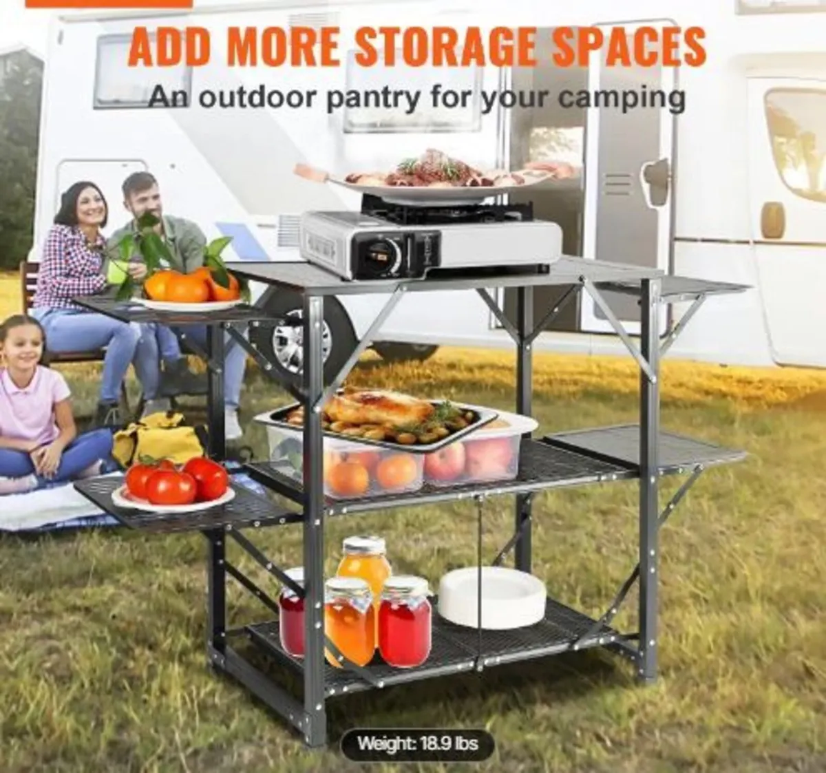 Camping Kitchen Table, One-piece Folding - Image 3