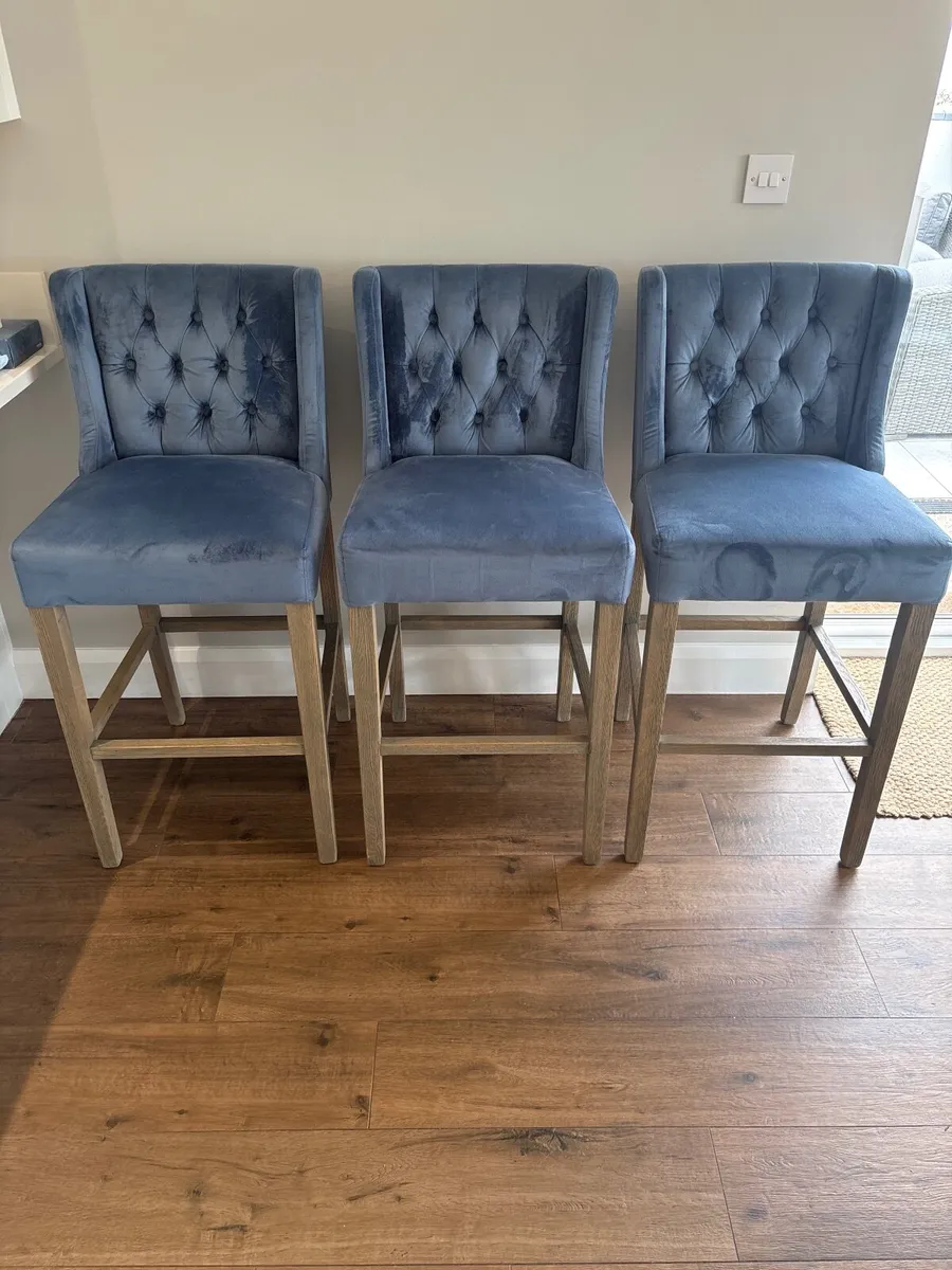 3 Velvet High Stools - Excellent Condition - Image 2