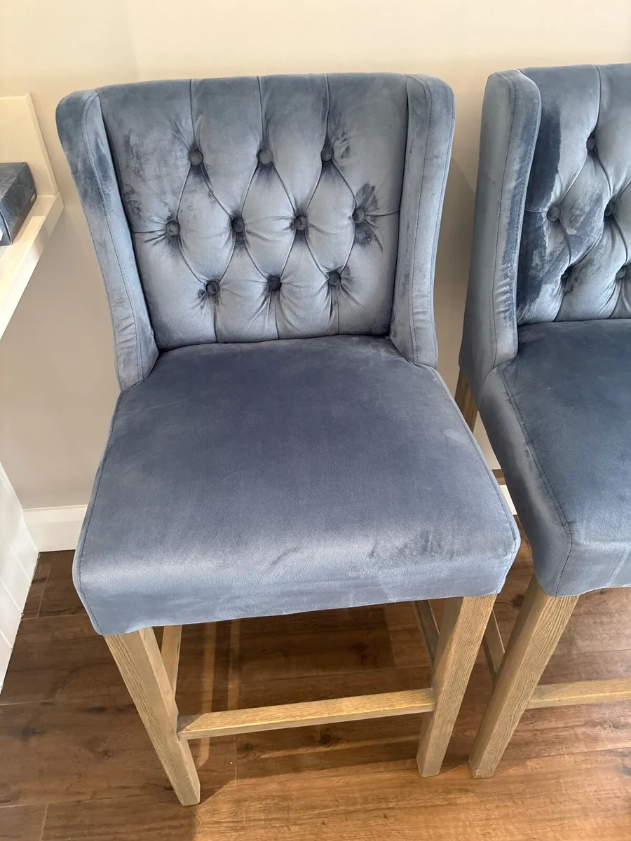 3 Velvet High Stools - Excellent Condition - Image 3