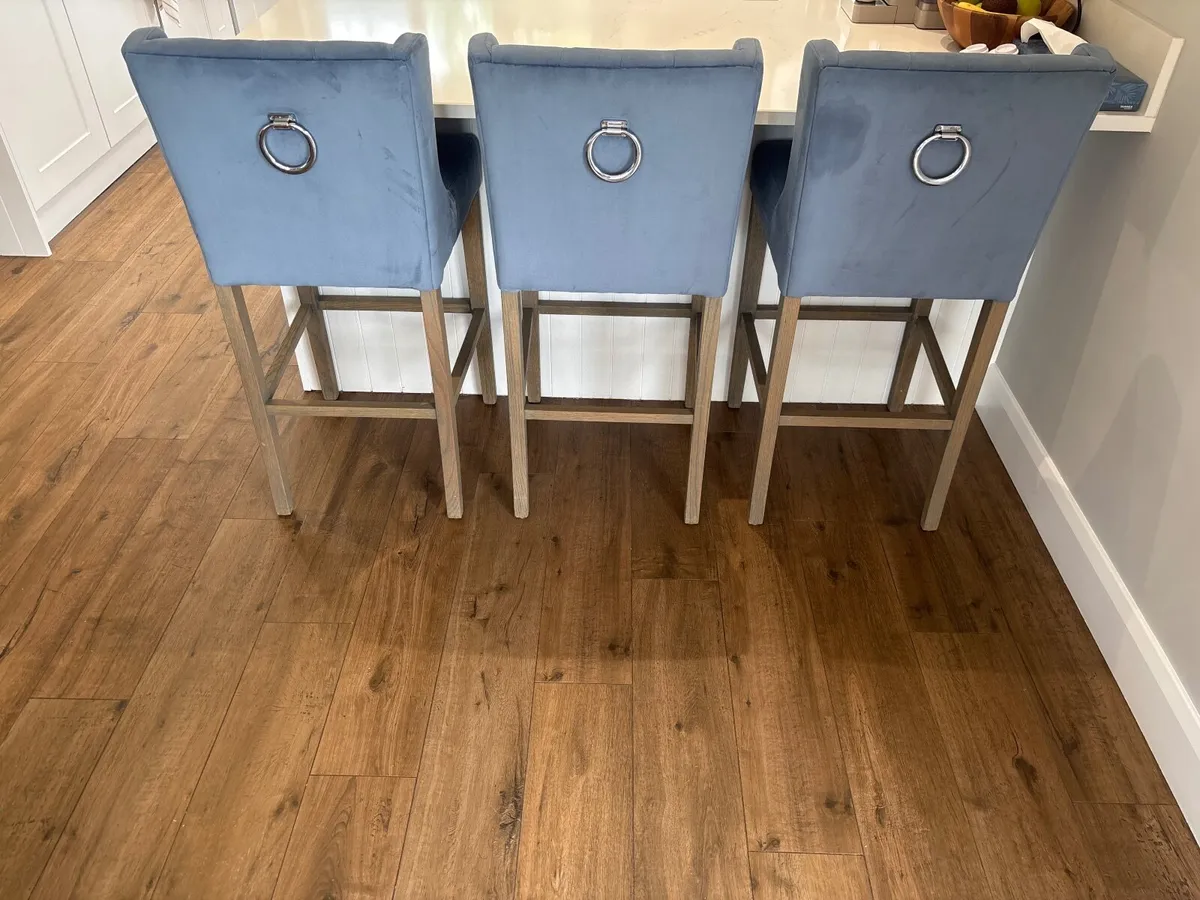 3 Velvet High Stools - Excellent Condition - Image 1