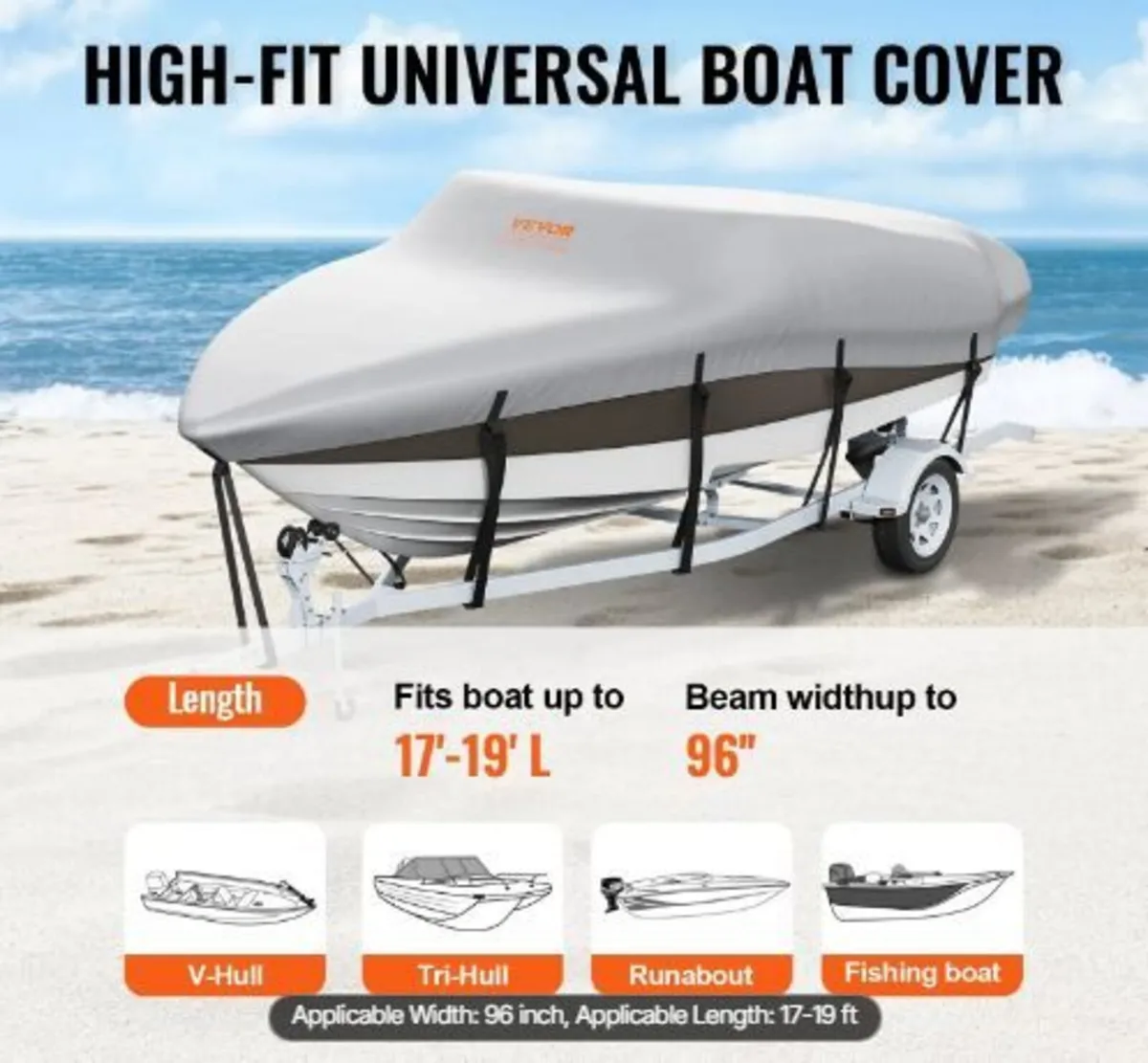 Boat Cover, 5180-5790 mm Trailerable Waterproof - Image 3
