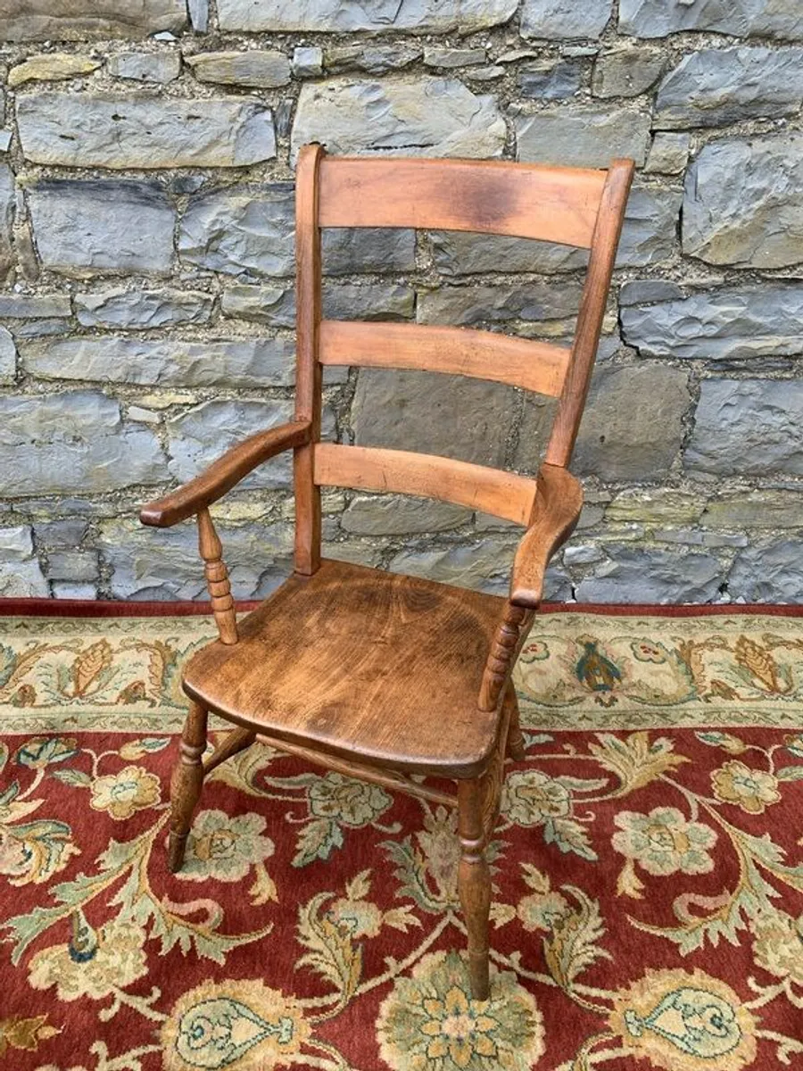Victorian Elm and Beech Armchair. - Image 3