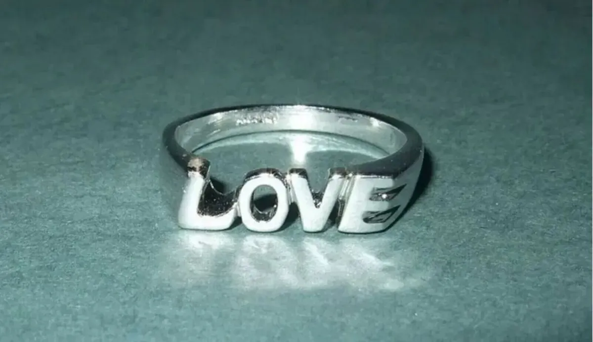 Vintage Hallmarked Silver 'Love' Ring - Image 1