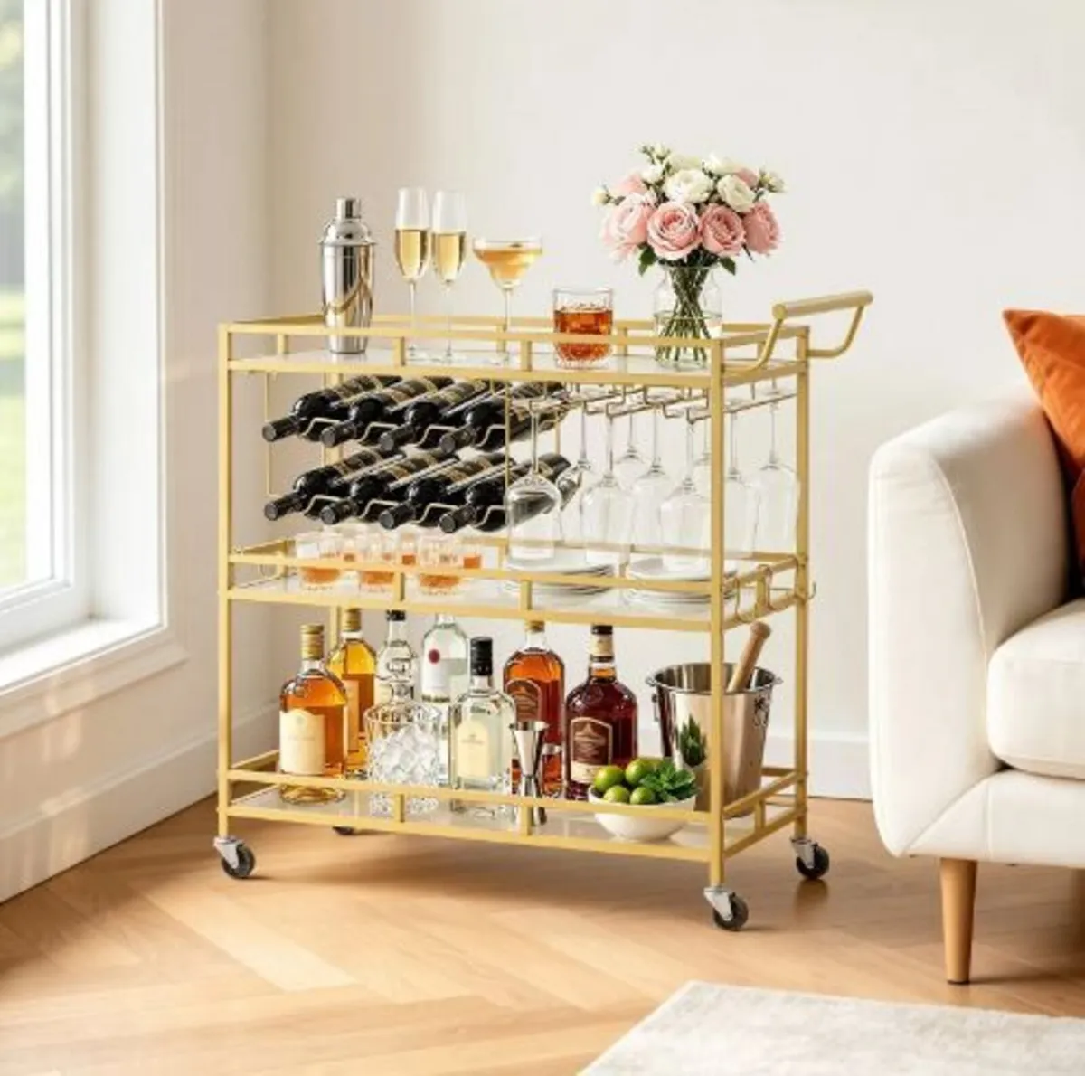 Bar Cart, 3 Tiers Home Kitchen - Image 1