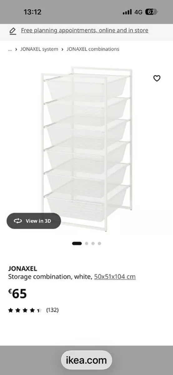 1 IKEA Jonaxel storage basket unit 6 baskets with top shelf - Image 1