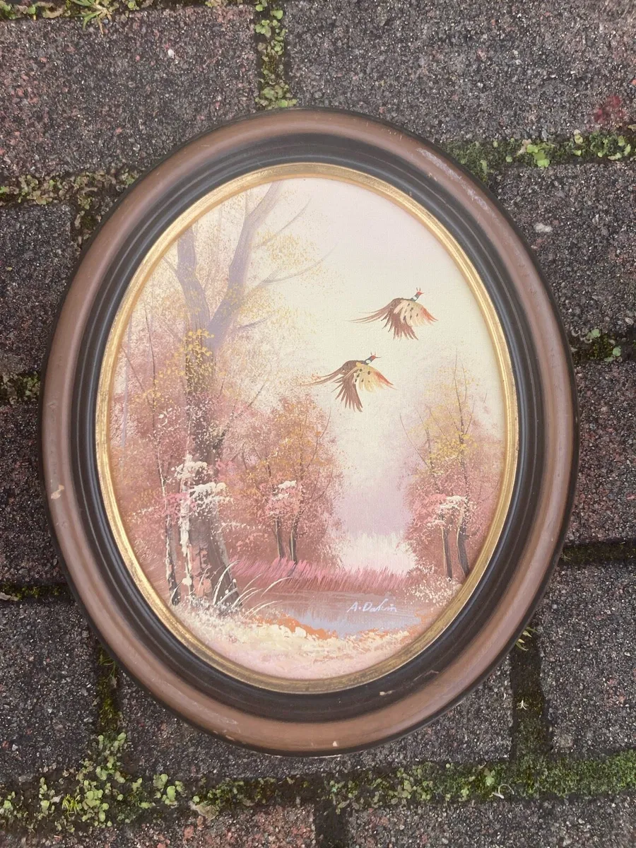 Oil painting pheasant autumn scene free postage