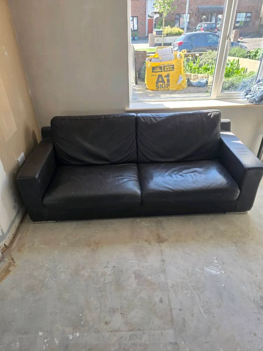 Brown leather sofa - Image 1