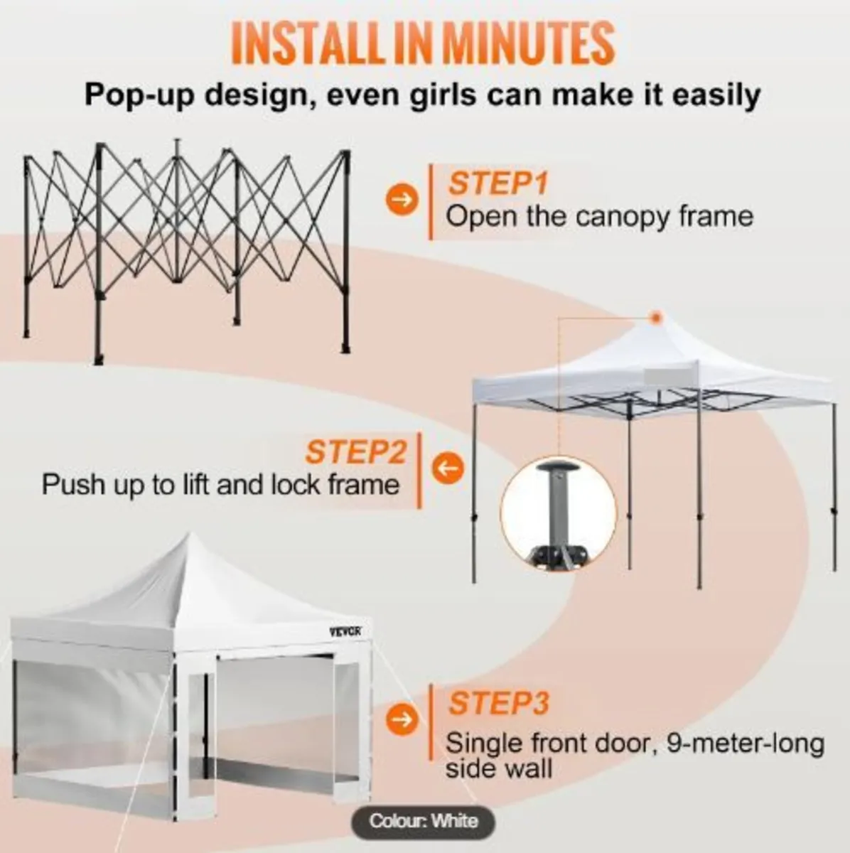 304.8 x 304.8 cm Pop Up Canopy Tent - Image 4