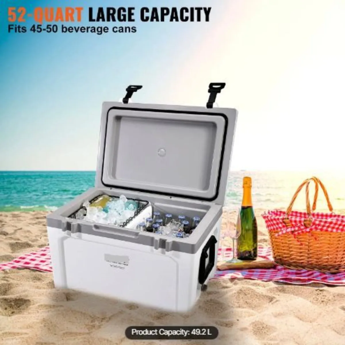 Insulated Portable Cooler, 52 qt, Holds 50 Cans - Image 2