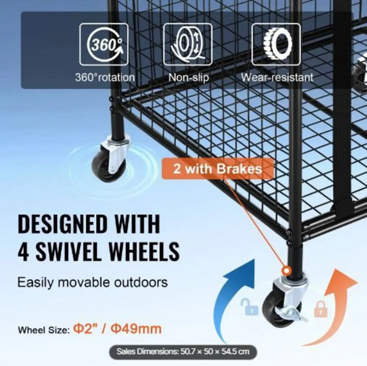 Rolling Sports Ball Storage Cart - Image 4