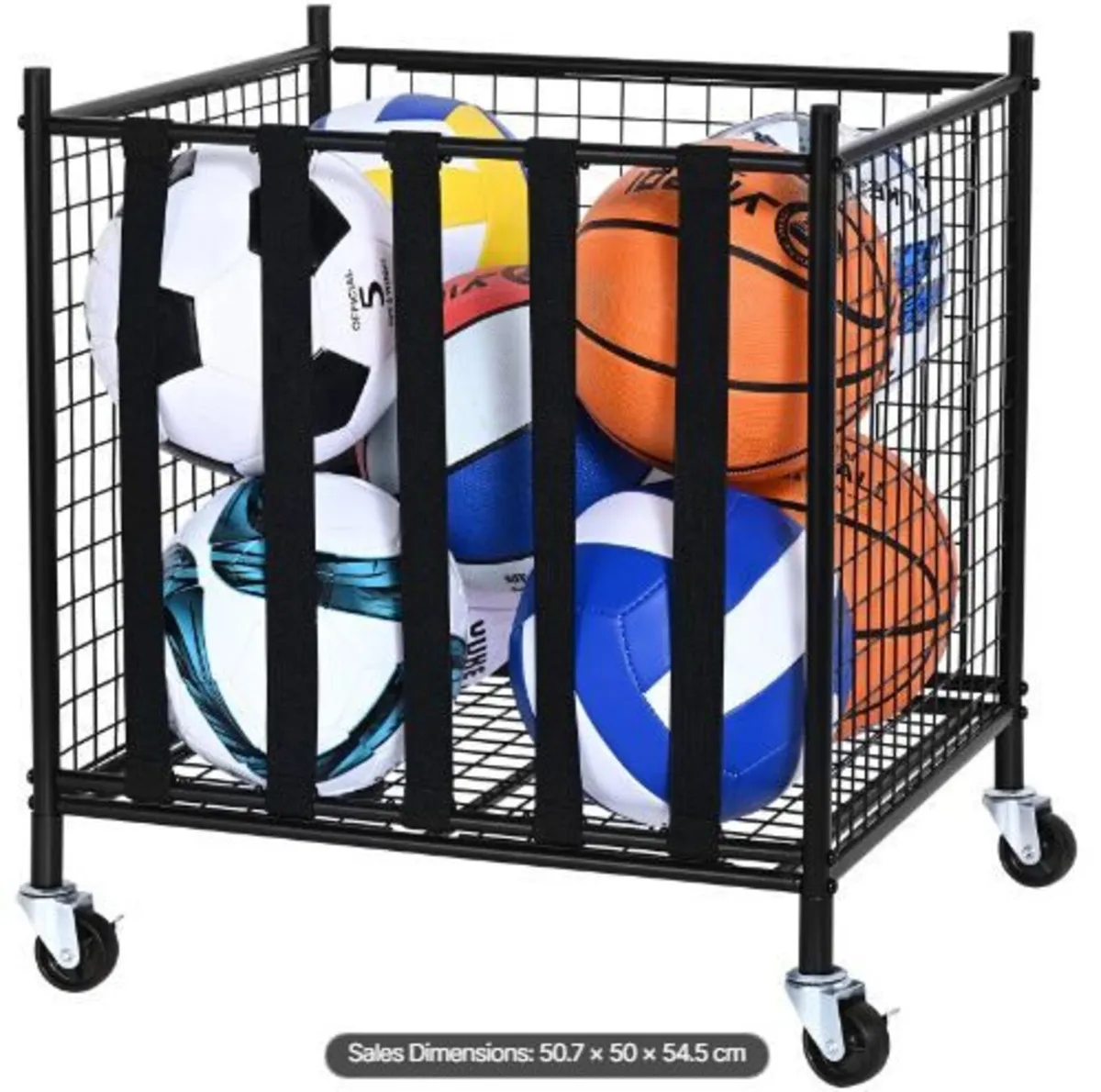Rolling Sports Ball Storage Cart - Image 1