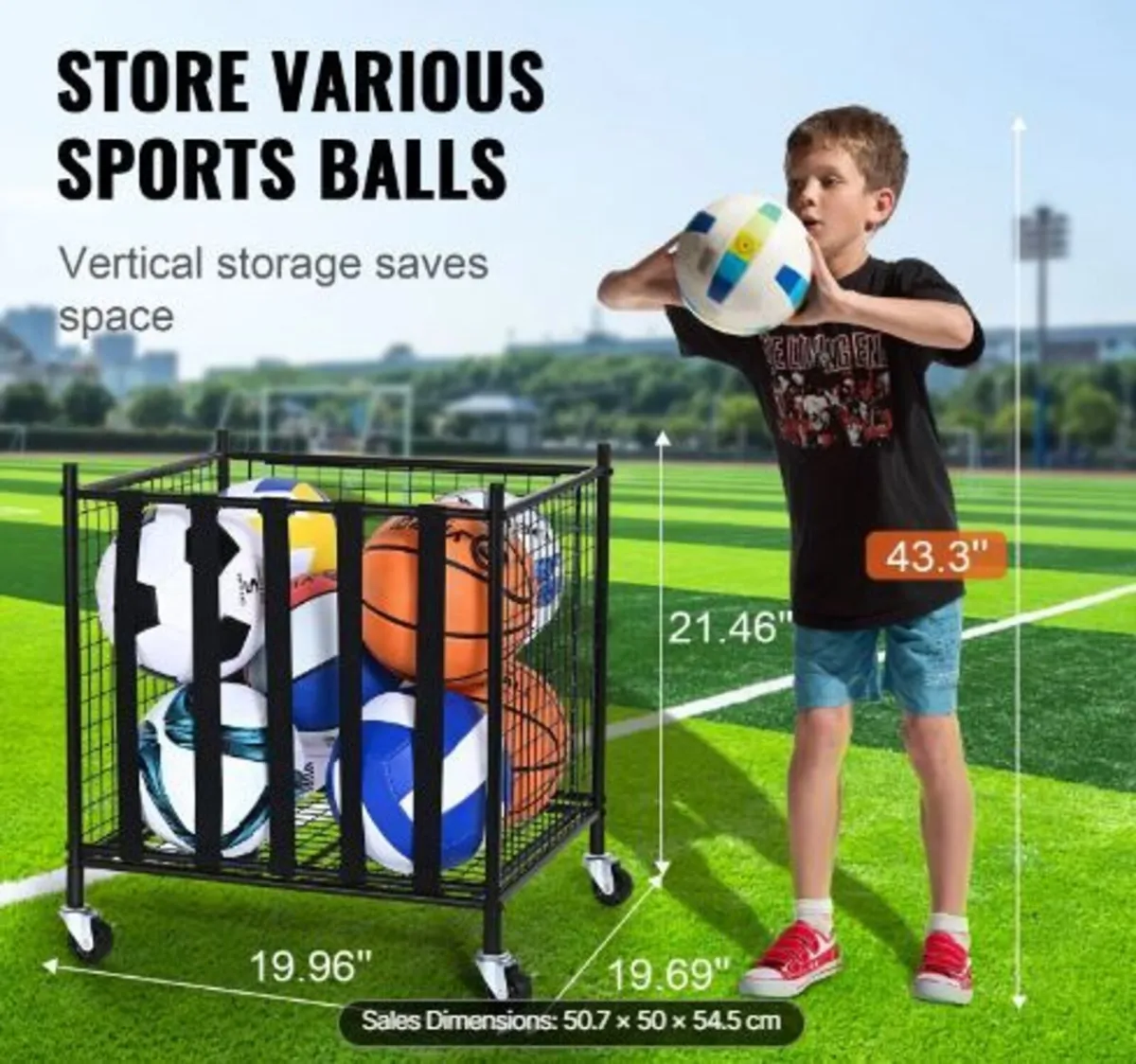 Rolling Sports Ball Storage Cart - Image 2