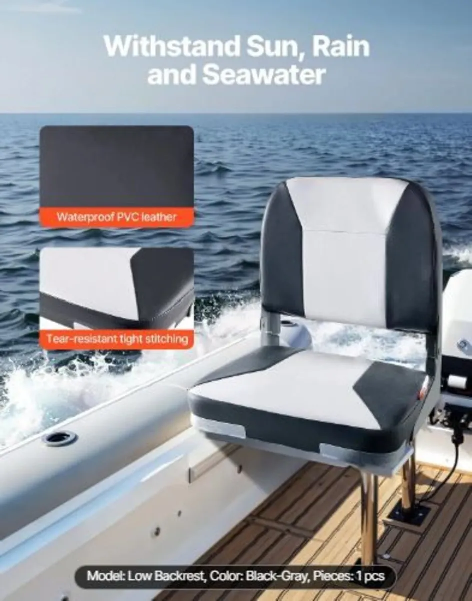 Boat Seat, Low Backrest, Folding Fishing Boat - Image 3