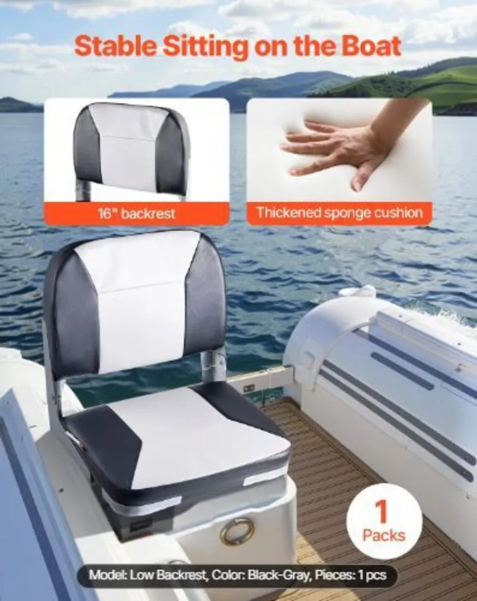 Boat Seat, Low Backrest, Folding Fishing Boat - Image 4