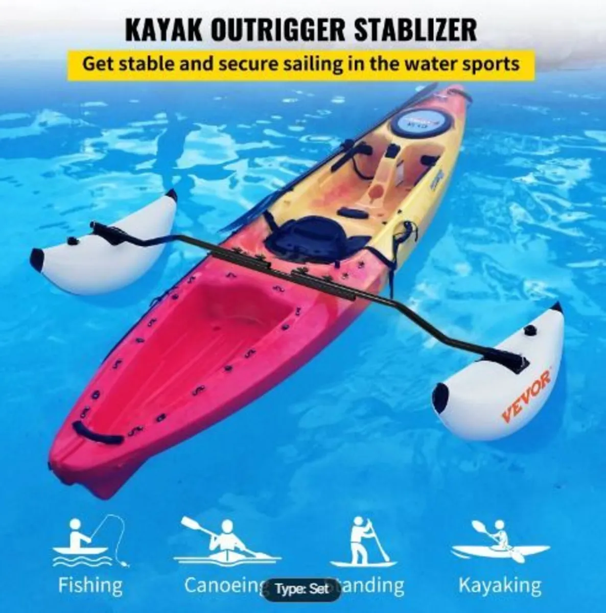 Kayak Outrigger Stabilizer, 2 PCS, PVC - Image 3