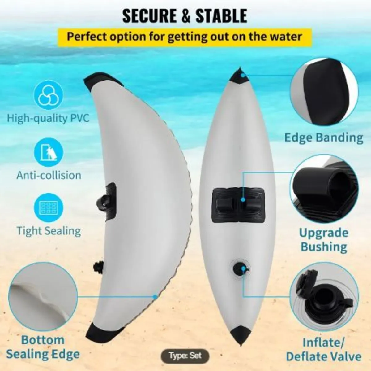 Kayak Outrigger Stabilizer, 2 PCS, PVC - Image 2