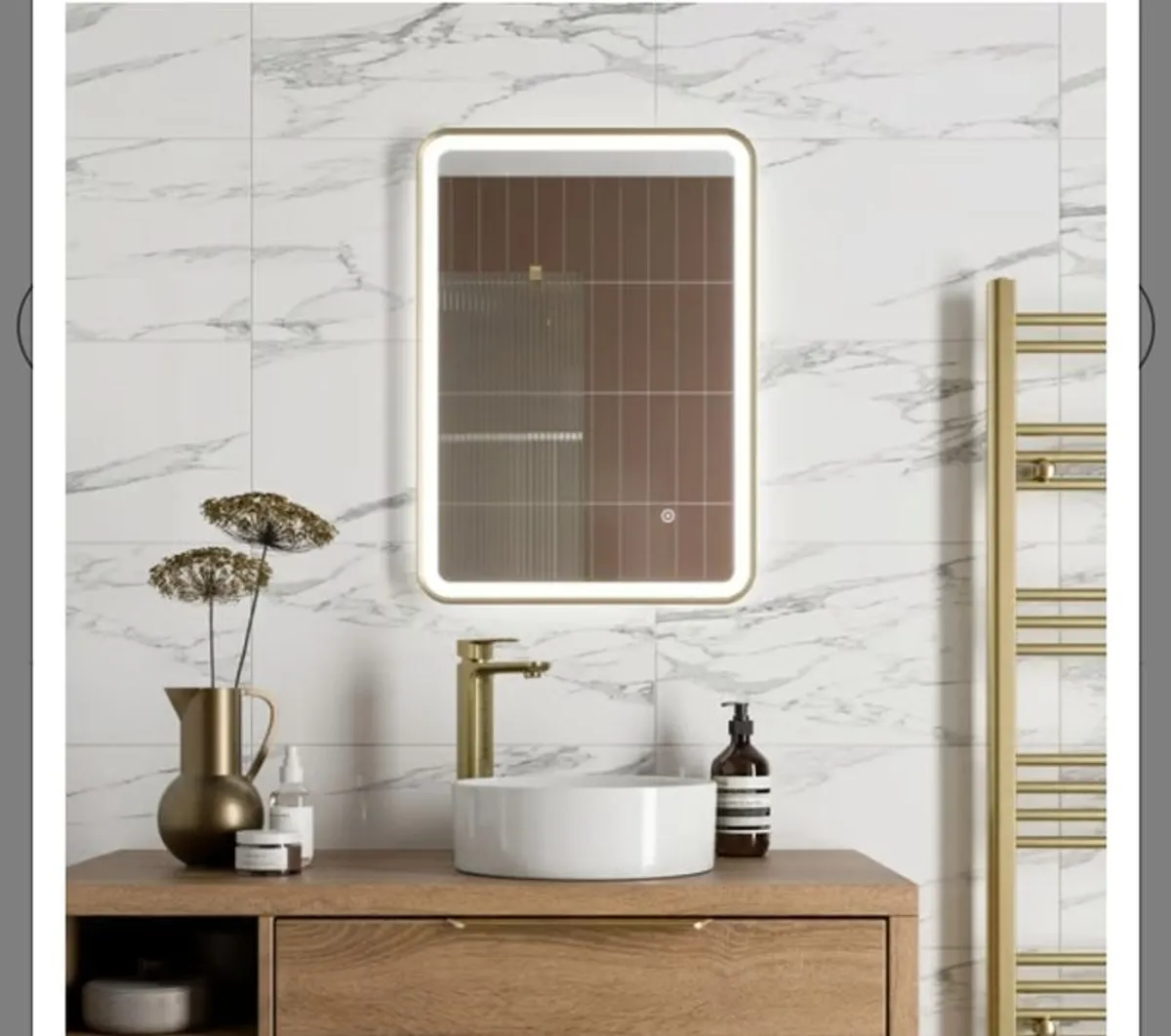 Brushed Brass led mirror 700mmx500mm 40% SALE PRICE - Image 3