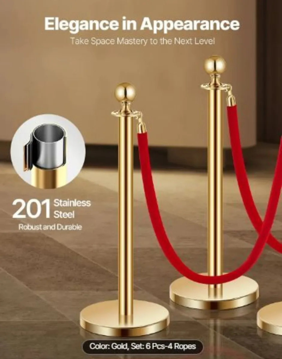 Stanchions and Velvet Ropes 6Pcs - Image 3