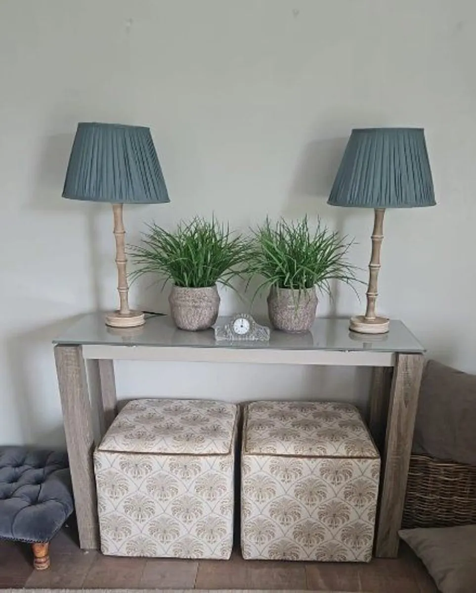 Harvey Norman Glass-Top Console / Hall Table – Oak - Image 4